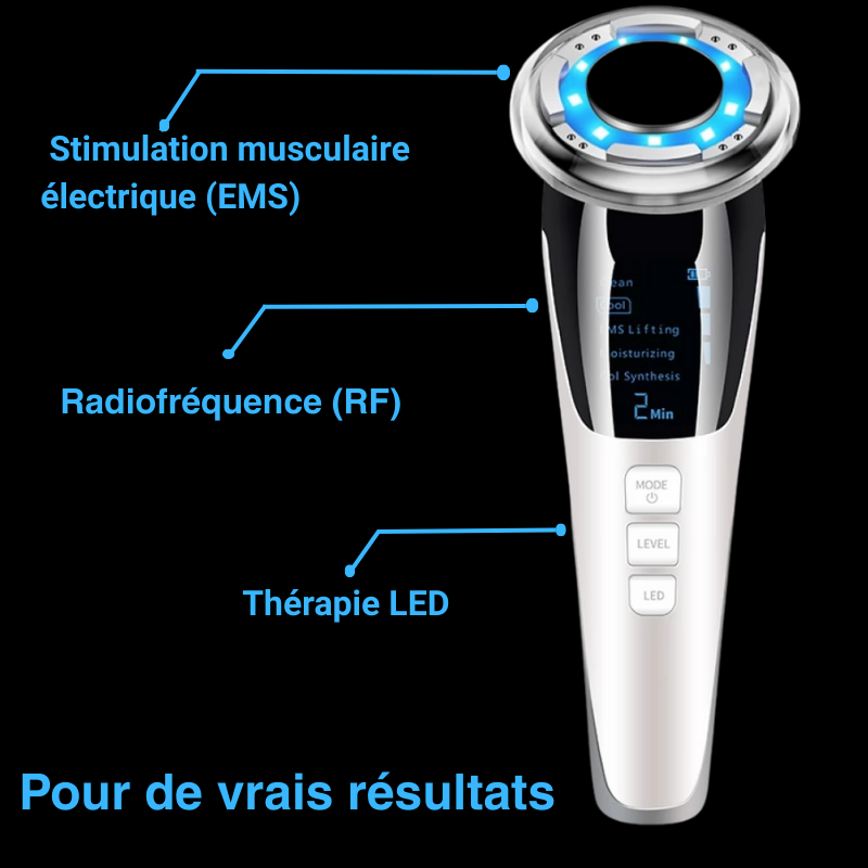 Appareil de Soin Visage Anti-âge, RF, EMS et LED